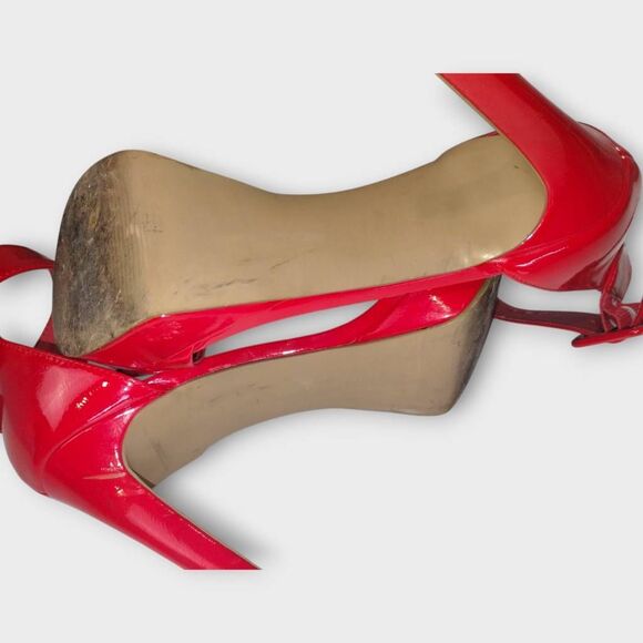 Steve Madden Womens Shoes Sz 9.5 Stiletto High Heel Red Patent Dressy Ankle Stra - Picture 11 of 13